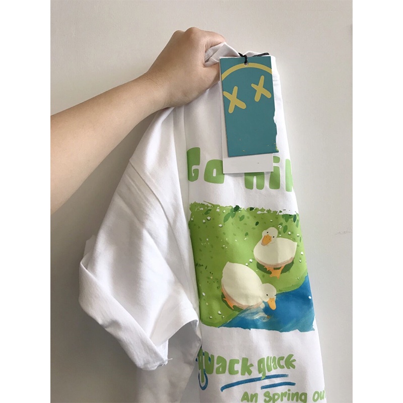 NUZIRO Áo thun  tay ngắn cổ tròn in họa tiết thời trang cho nữ size S-2XL