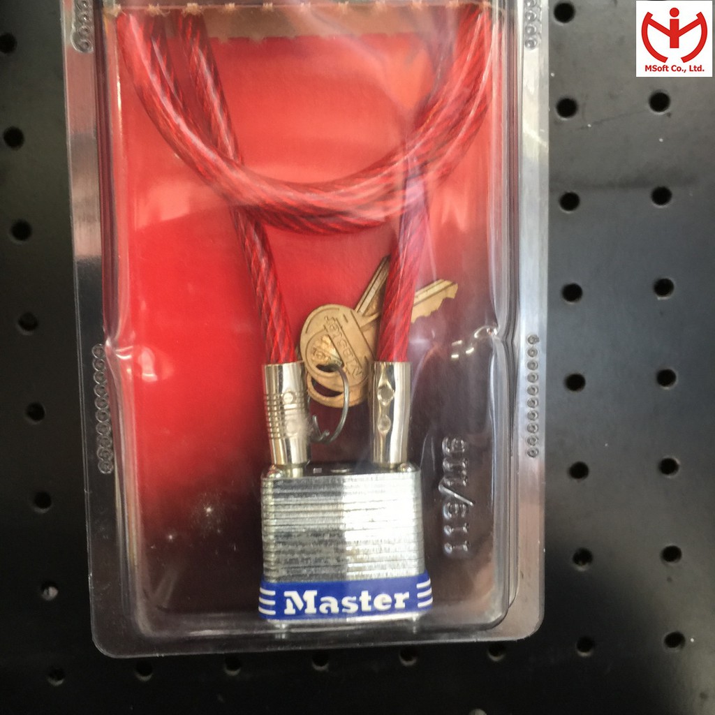 [Q5.HCM] Ổ khóa dây cáp Master Lock 719 D thân khóa rộng 40mm dùng chìa răng cưa - MSOFT