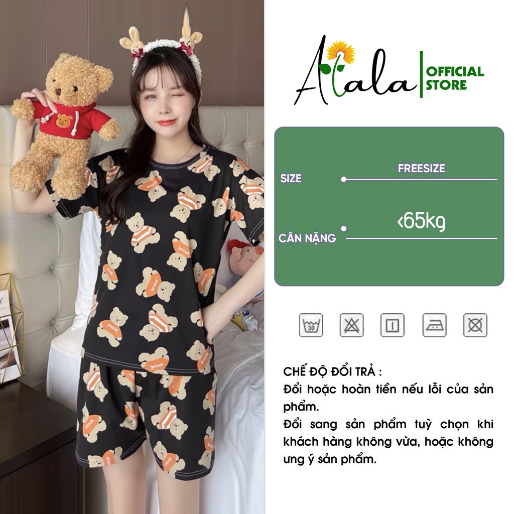 Đồ bộ nữ mặc nhà dễ thương, bộ ngủ hoạt hình bigsize cao cấp tay cộc quần cộc mùa hè chất cotton thun sữa ALALA