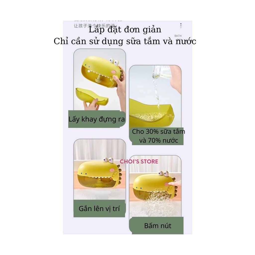 Đồ chơi nhà tắm tạo bọt, có nhạc, khủng long tạo bọt Choi Store 30