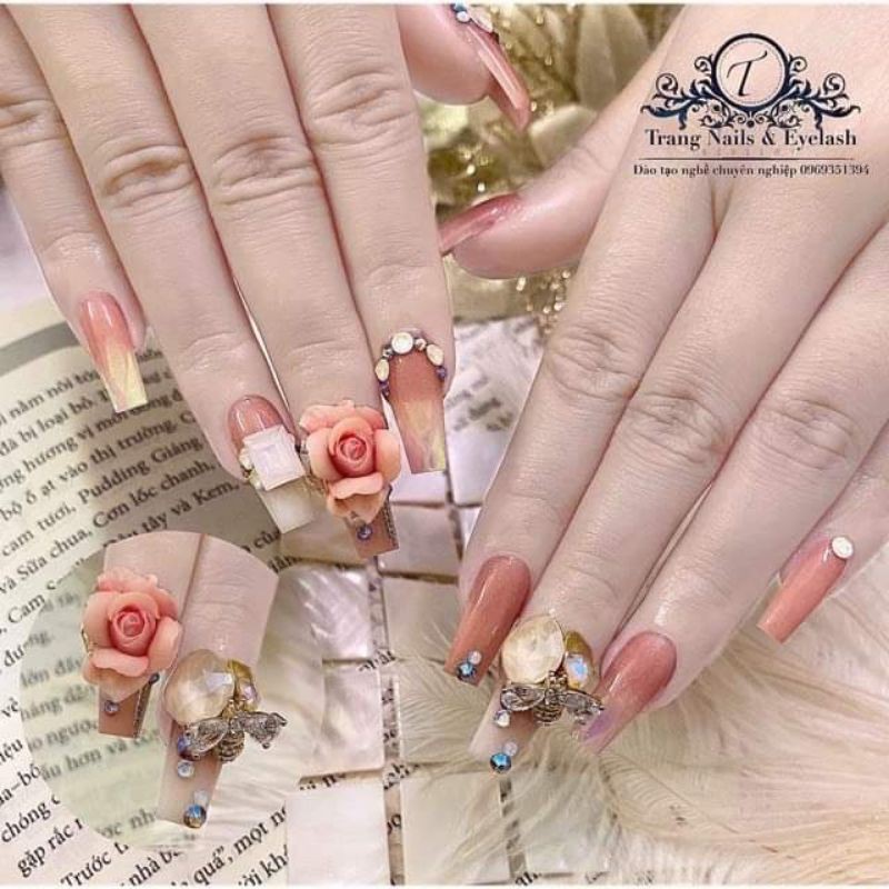 hoa bột nail hoa hồng