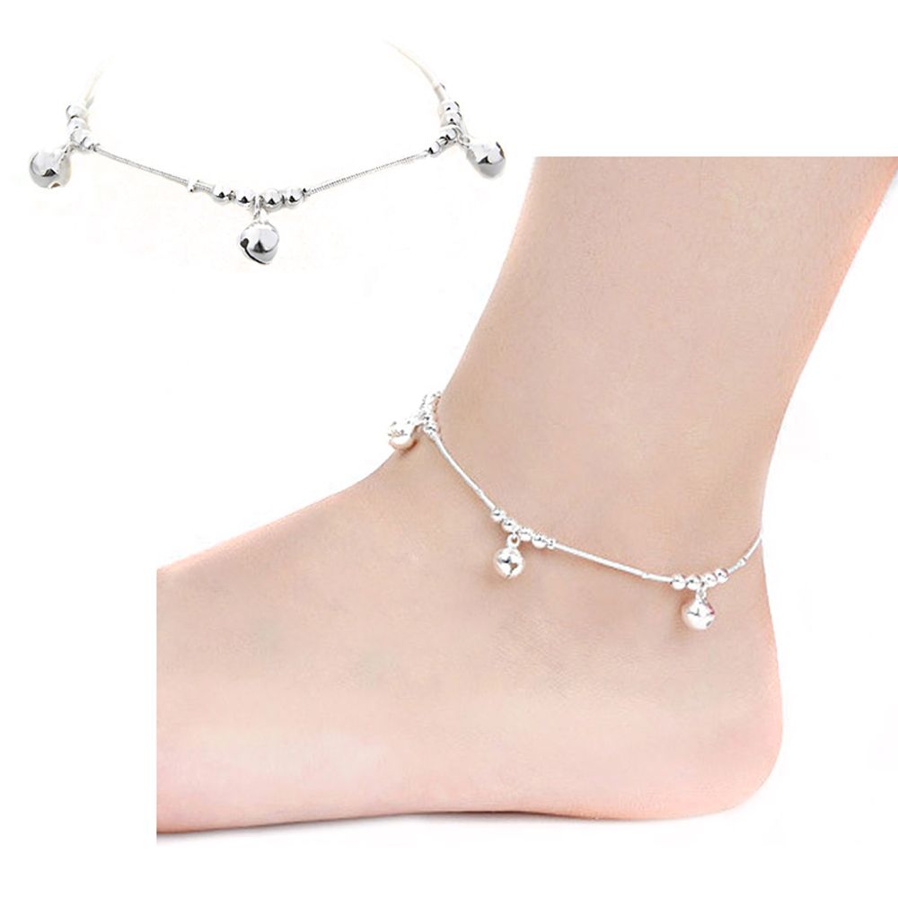 Lắc Chân Màu Bạc Đính Chuông Đơn Giản Thời Trang Cho Nữ