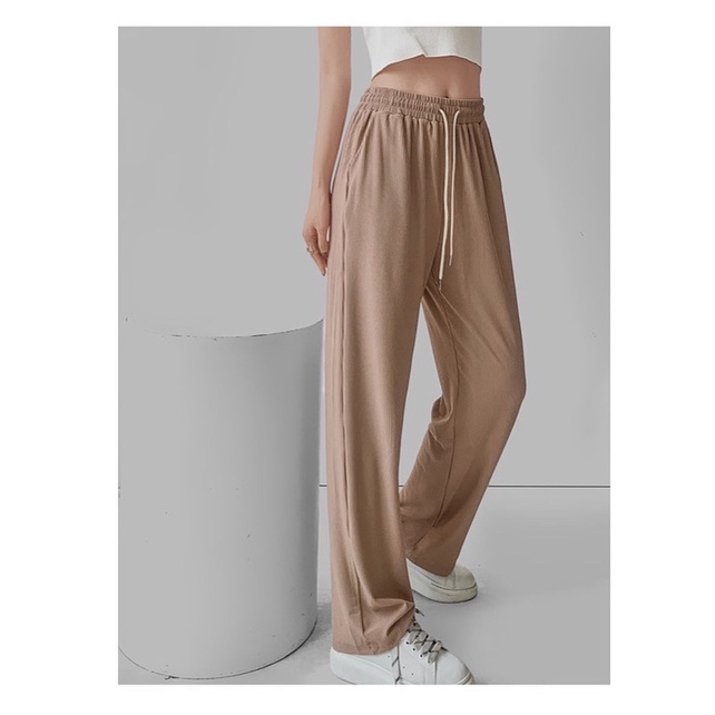 Quần thun gân tăm ống suông form rộng cực tôn dáng, có túi size lớn 80kg giá rẻ