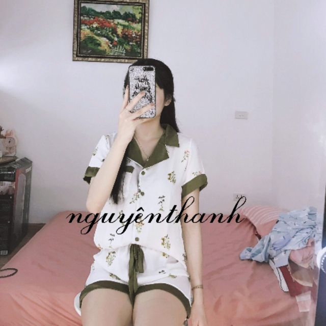 Bộ Pijama lụa satin cộc