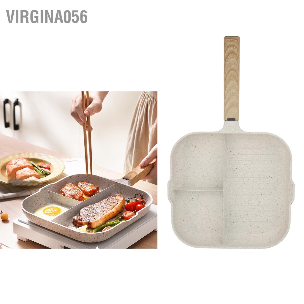 Có thể bán buôn Chảo chiên 3 trong 1 Hợp kim nhôm có vách ngăn chống dính trứng nhà bếp đa năng cho bữa sáng Virgina056 Hàng giao ngay