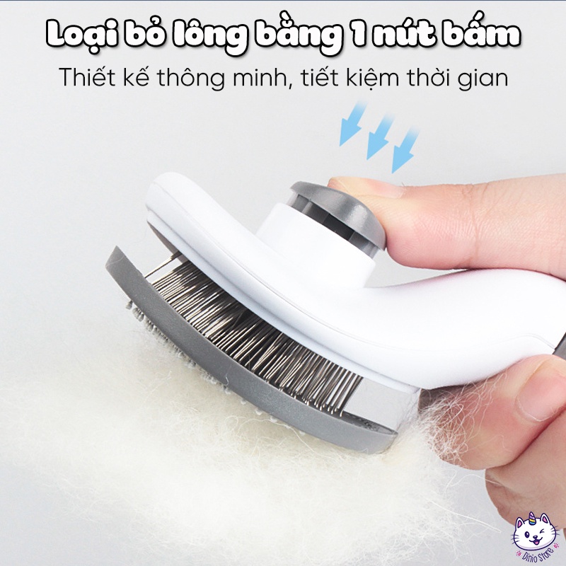 Lược chải lông chó mèo có nút bấm CHÍNH HÃNG CLEAN chải lông chó mèo