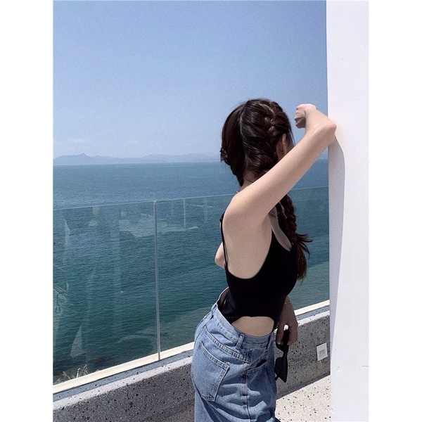 Áo 2 dây bodysuit đen sexy cá tính HÀNG SẴN