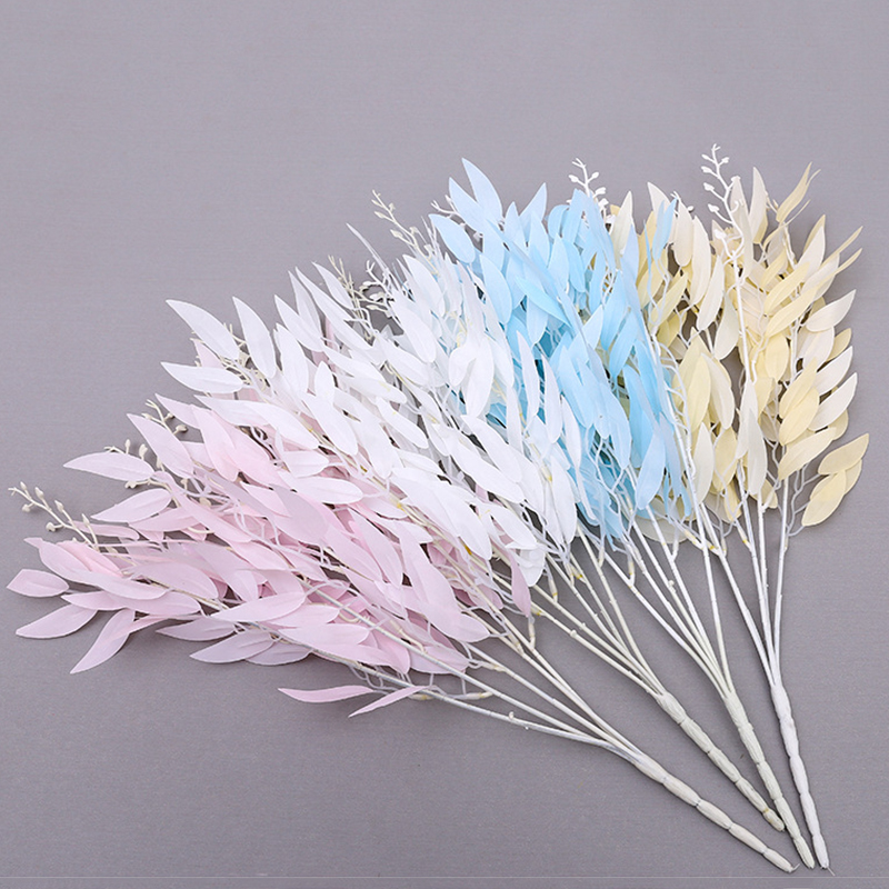 Artificial Flower Plant Wedding Bouquet Silk Willow Leaf Green Home Decor