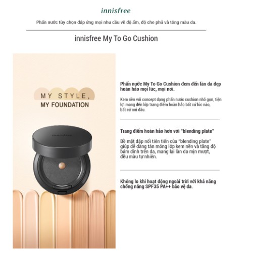 Phấn nước trang điểm [innisfree] My To Go Cushion phiên bản 1.3 (13g)