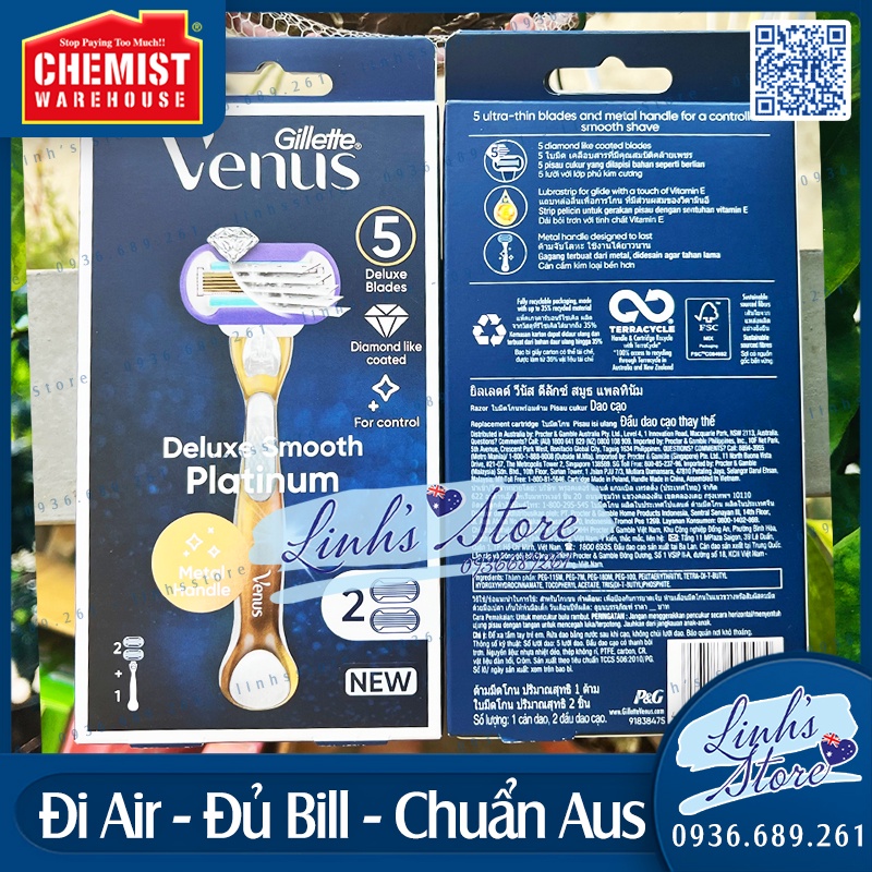 Dao cạo nữ Gillette Venus 3 lưỡi / 5 lưỡi - Sensitive / Extra Smooth / Swirl / Platinum / Comfortglide | linh