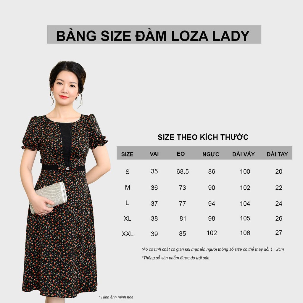 [FREESHIP 50K] Đầm hoa trung niên tay bồng-LOZA LAD03102