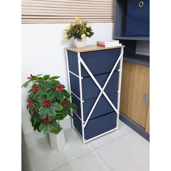 Tủ Vải Đựng Đồ Đa Năng, Tủ 4 Tầng Khung Sắt Vải Oxford Cao Cấp Lắp Ráp Dễ Dàng Tiện Ích