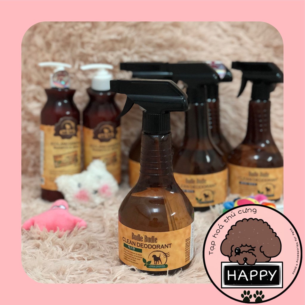 Xịt dưỡng lông, kháng khuẩn và khử mùi Budle'Budle 530ml - Đồ dùng chó mèo [Ảnh thật] [Có sẵn] - Tạp Hóa Thú Cưng Happy