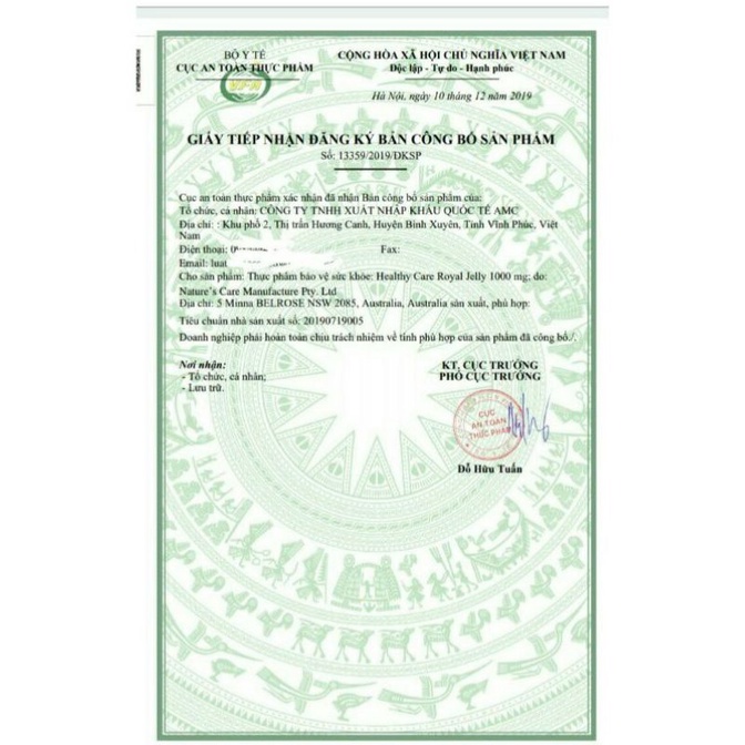 Sữa ong chúa Royal Jelly Healthy Care 365v 1000mg Úc - Date xa