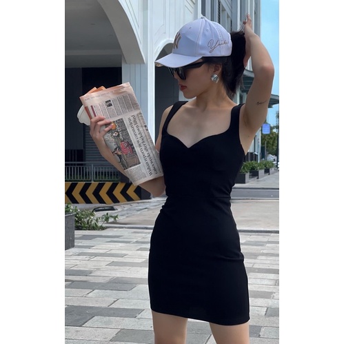 Ảnh thật/Có sẵn Váy cúp ngực sexy đen