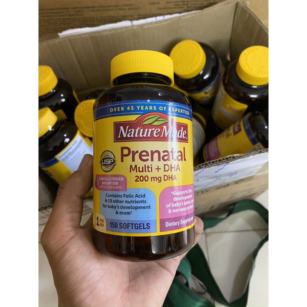 Viên Uống BÀ BẦU Nature Made – Prenatal Multi +DHA 150 Viên- bổ sung vitamin tổng hợp cho phụ nữ mang thai