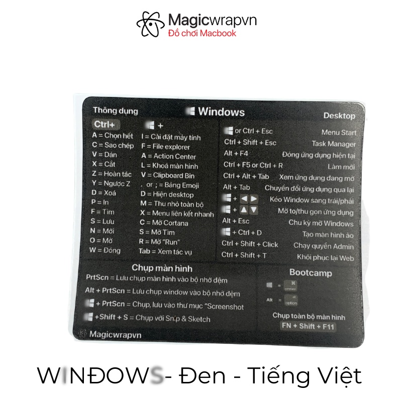 [V3] Miếng dán phím tắt Win.đows 10 / 11 Có boot.camp | Magicwrapvn | Cho mọi laptop. Sticker phím tắt.