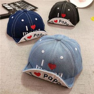 MŨ BÒ CHO BÉ IN CHỮ I LOVE MAMA PAPA SIÊU ĐẸP