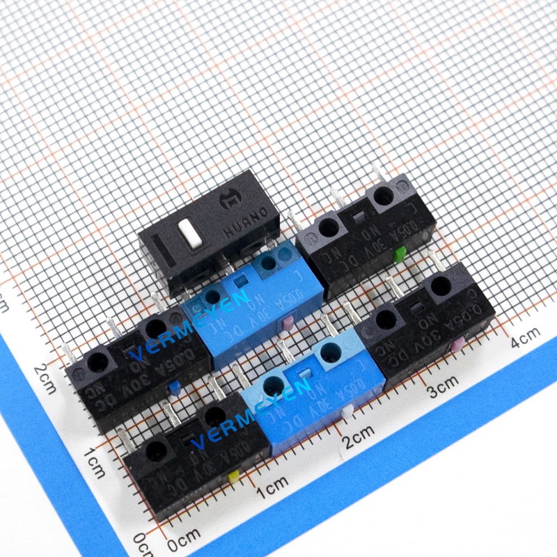 Nút công tắc Micro HUANO vỏ xanh dương chấm nhiều màu sắc tùy chọn mới