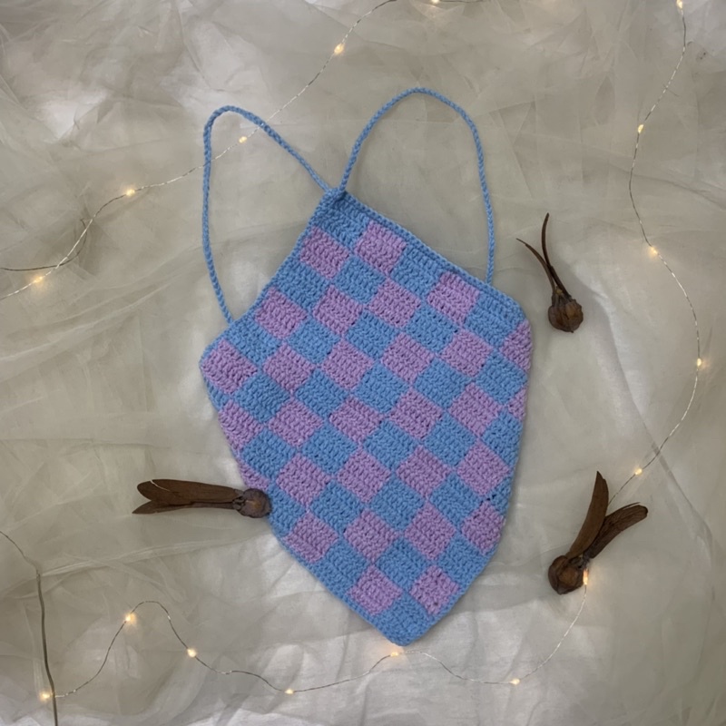 Crochet Checkerboard Top - Yếm Caro Len Móc - Xanhlanhes