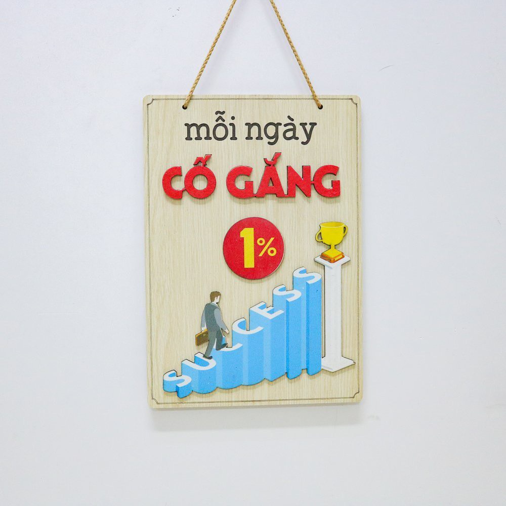 Bảng gỗ trang trí slogan, bảng gỗ tạo động lực in chữ "Cố Gắng" mẫu mới độc đáo
