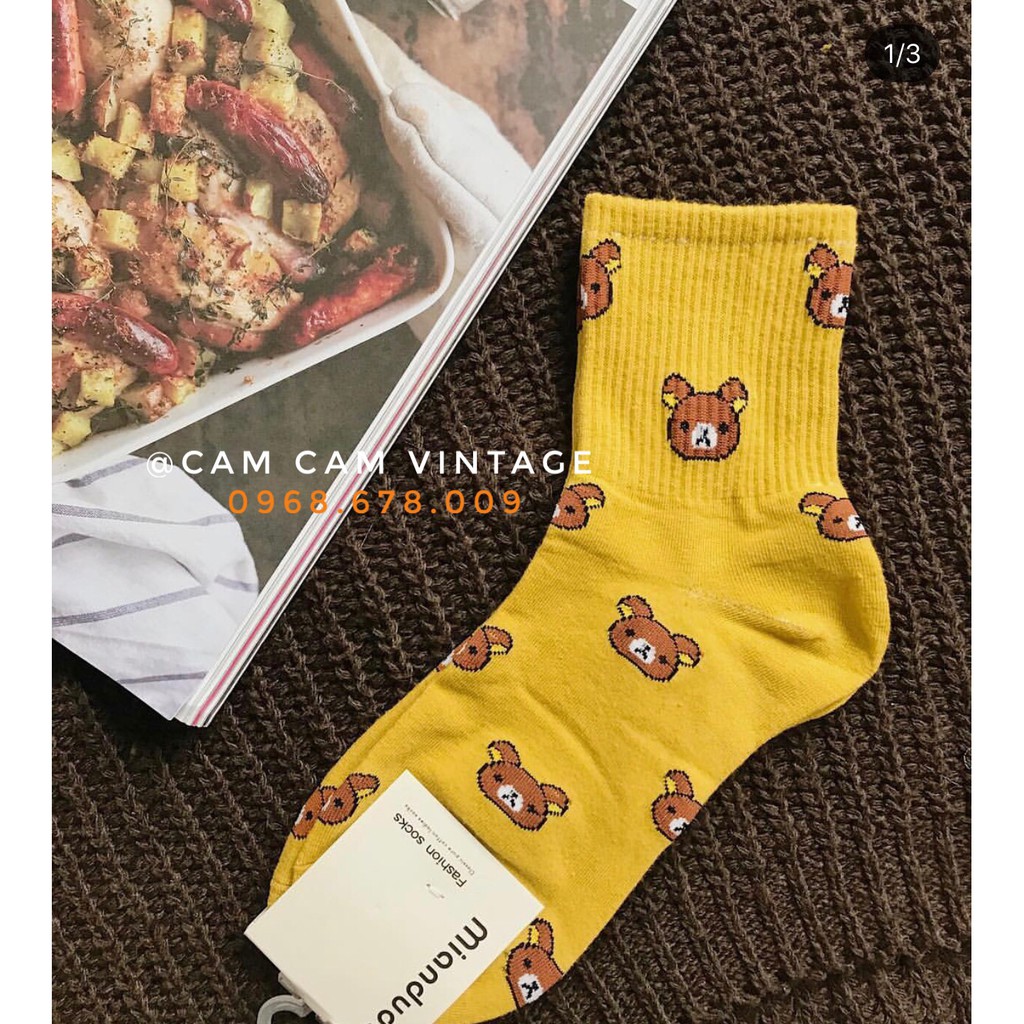 TẤT CAO CỔ NAM VỚ CAO CỔ NỮ TẤT VỚ UNISEX ULZZANG GẤU BROWN BÉ