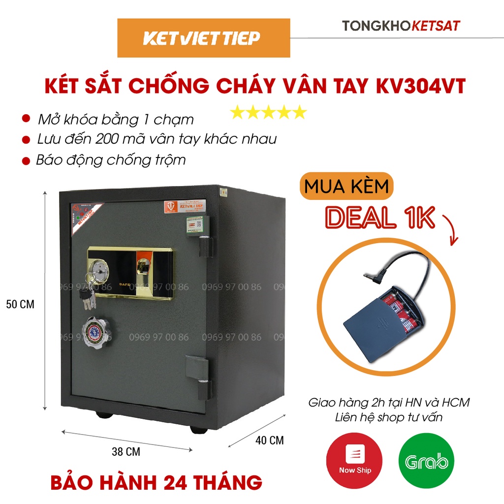 Két Sắt Vân Tay Chống Cháy 🎁CHÍNH HÃNG🎁 KV304-VT Khóa Vân Tay Thông Minh (Freeship Toàn Quốc)