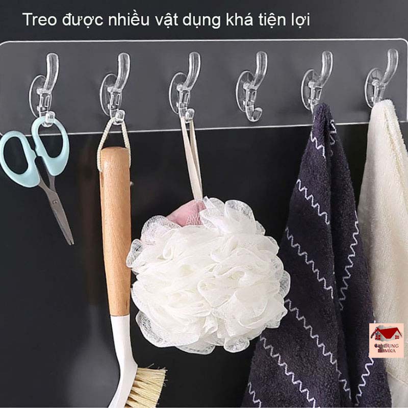 Thanh Treo Đồ Dán Tường 6 Móc Liền Mạch Trong Suốt Chắn Chắn [MÓC 6]