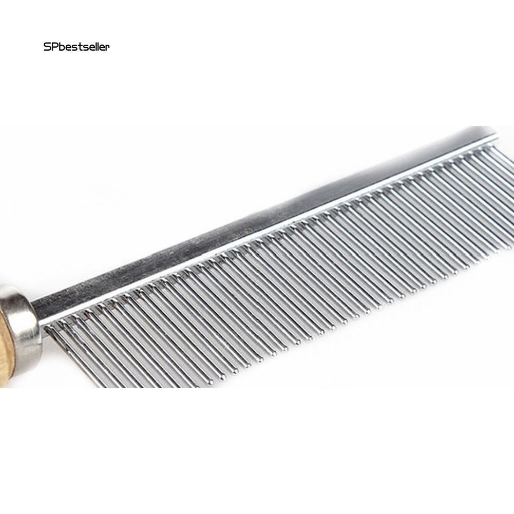 Lược chải lông cho thú cưng bằng thép không gỉ cán gỗ làm sạch răng