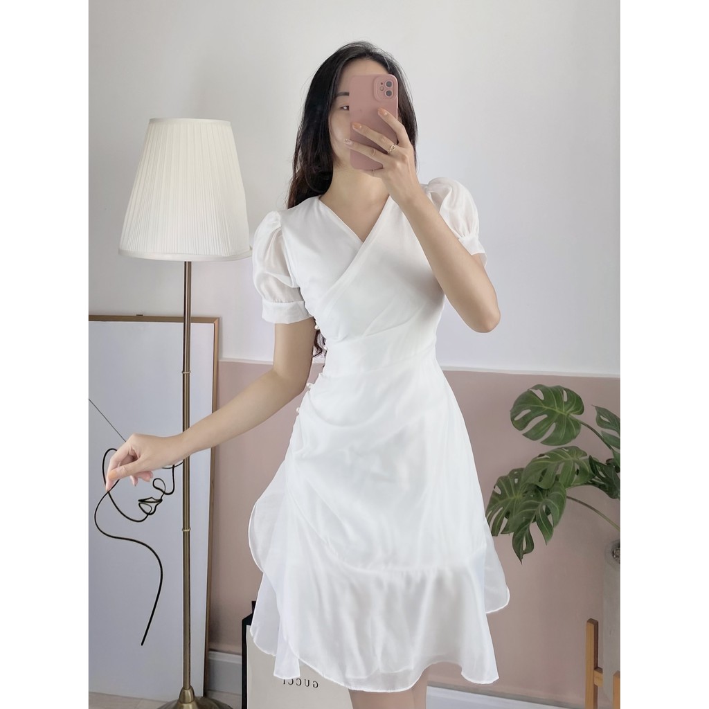 Đầm Cổ V Tiểu thư chữ A xòe nhẹ, Đuôi cá, trắng, xanh, kết Trai, Tơ, đi làm, đi chơi, đi tiệc | BigBuy360 - bigbuy360.vn