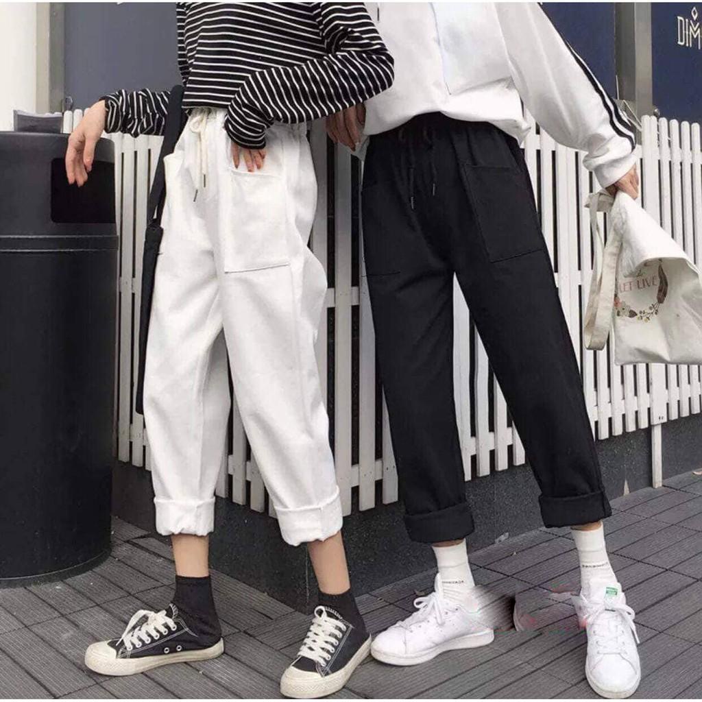 Quần baggi kaki nam nữ túi hộp vải đẹp (Kèm video hình thật) - Quần Kaki Nữ Túi Hộp Sắn Ống Cá Tính KAN1712 - XH