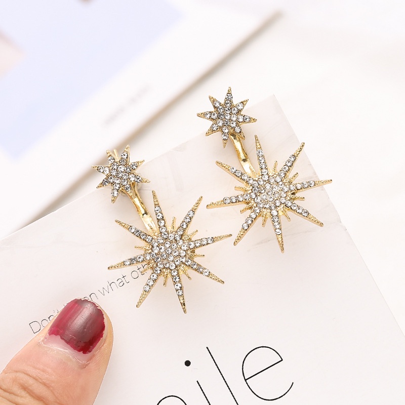 Khuyên Tai Ngôi Sao Sáu Cánh Đính Đá Thời Trang Nữ