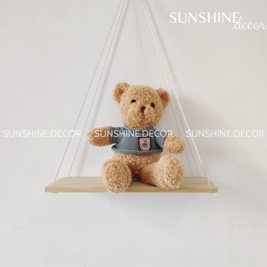 Kệ gỗ treo tường, kệ dây thừng treo cây trang trí decor phòng khách, phòng ngủ