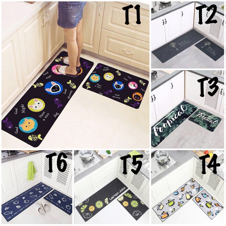 Combo bộ 2 Thảm Lau Chân Nhà Bếp, Thảm Nhà Bếp Thấm Nước Chống Trơn Trượt, Kết Cấu 3 Lớp, Dệt 3D Cực Tinh Tế Siêu Ưu Đãi