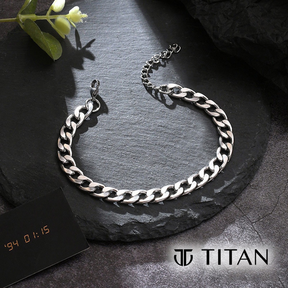 Lắc tay nam nữ unisex cá tính, vòng tay cuban bracelet sợi xích cá tính, màu bạc đẹp không gỉ TITAN Shop