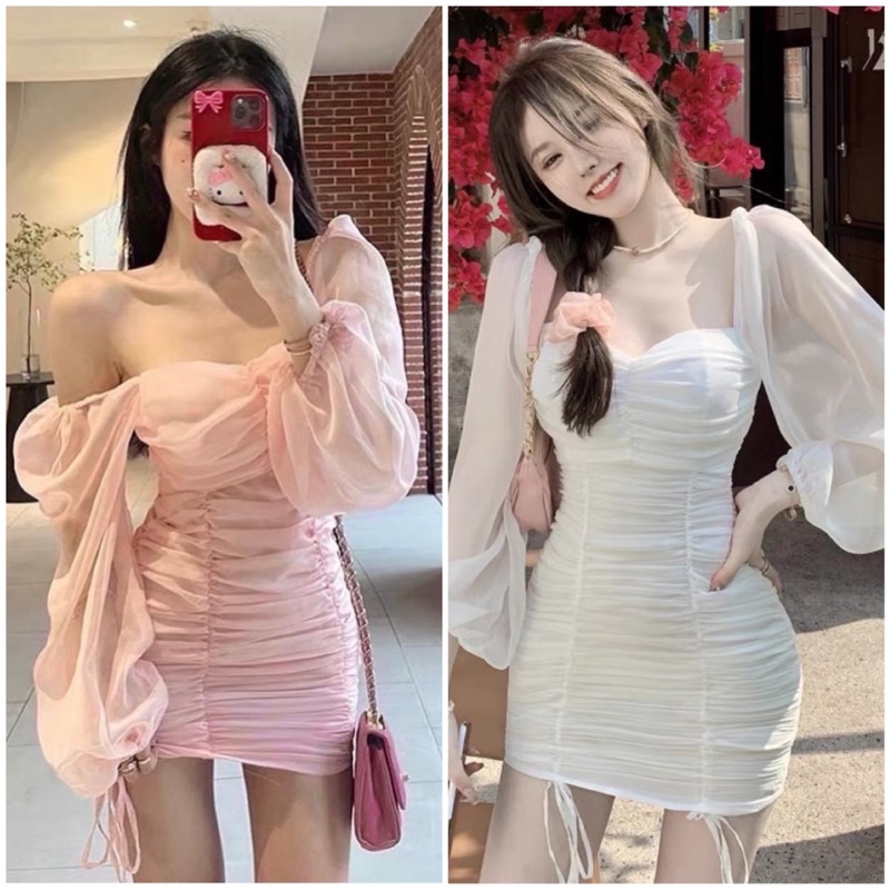 💕ĐẦM ÔM BODY NHÚN THÂN TAY PHỒNG TIỂU THƯ KT💕GIMI ( Kèm ảnh thật)