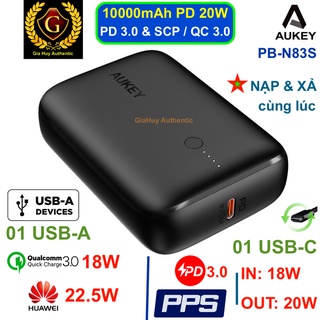 Mua Pin sạc dự phòng iPhone 12 AUKEY Basix Mini PB-N83S 10000mAh 01 USB-C PPS/ PD 3.0 20W & 01 USB-A SCP 22.5W/ QC 3.0 18W