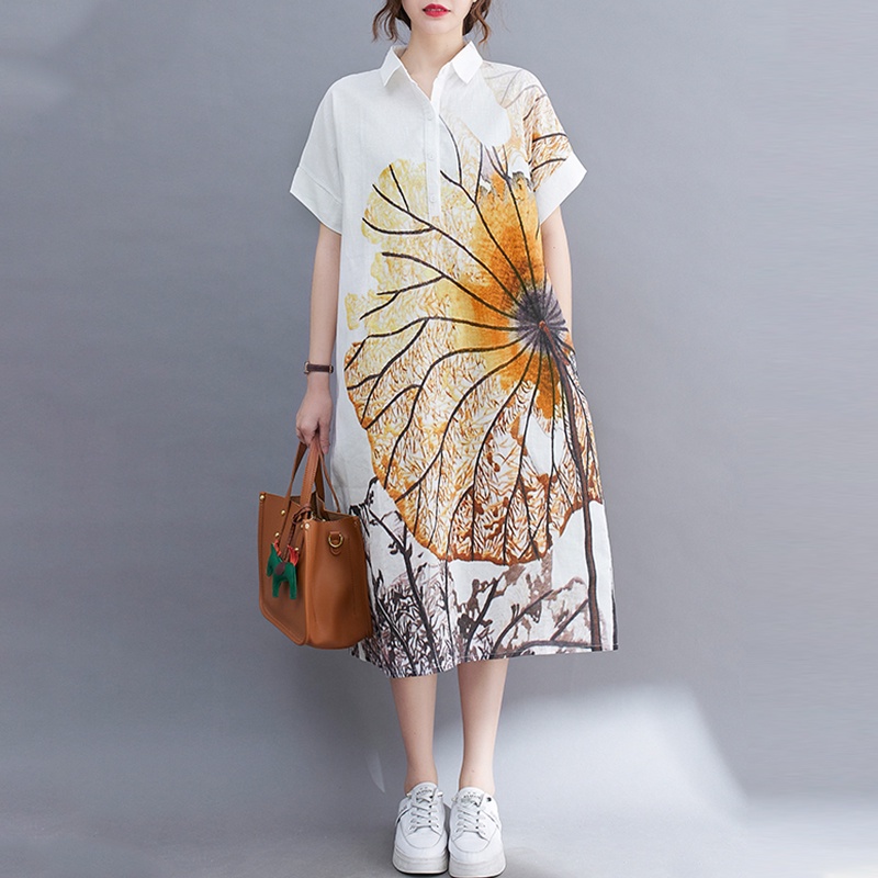 Đầm dài Zanzea ngắn tay cổ bẻ dáng rộng phong cách vintage thời trang cho nữ