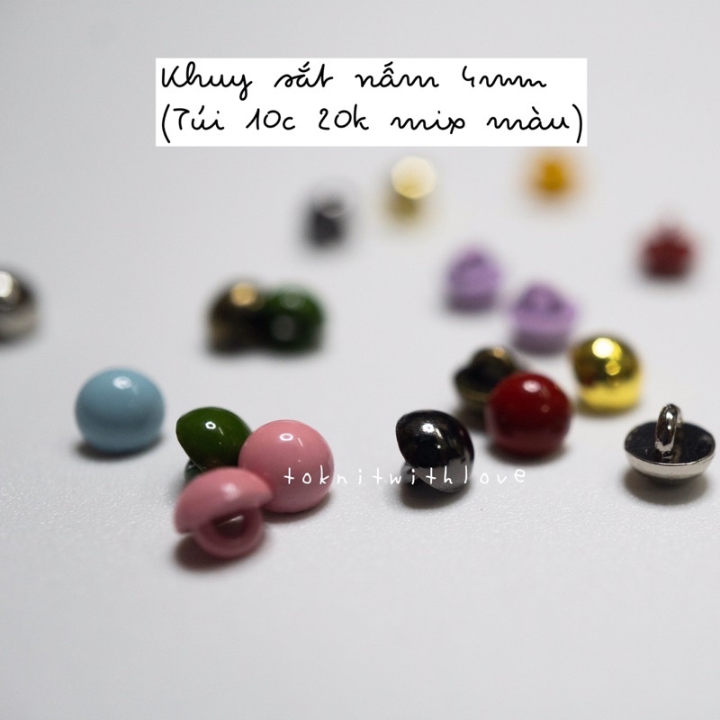 Khuy sắt nấm mini size 4mm (1 túi 10c mix màu)