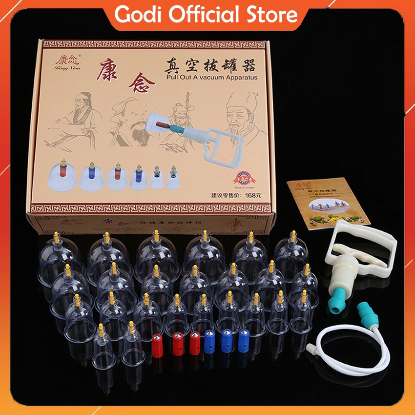 Bộ Giác Hơi Hút Chân Không, Dụng Cụ Giác Hơi Cao Cấp Không Cần Dùng Lửa, 24, 18, 12, 6 Ống-G1
