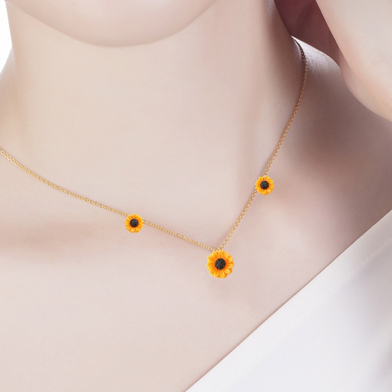 Vòng cổ Mạ Vàng Mặt Hình Hoa Cúc Thanh Lịch Cho Nữ