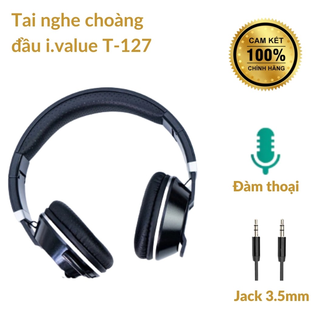 Tai nghe có dây choàng đầu i.value T-127, Đàm thoại, Chụp tai, Hàng chính hãng