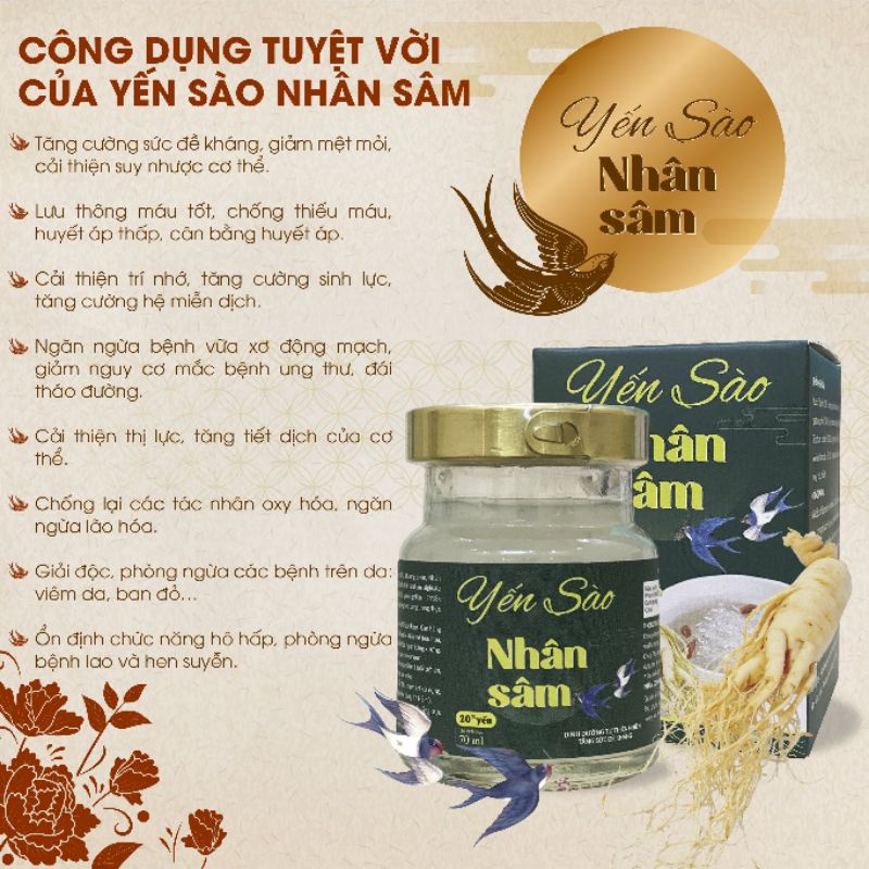 Yến sào nhân sâm 70ml bổ sung dinh dưỡng tăng đề kháng