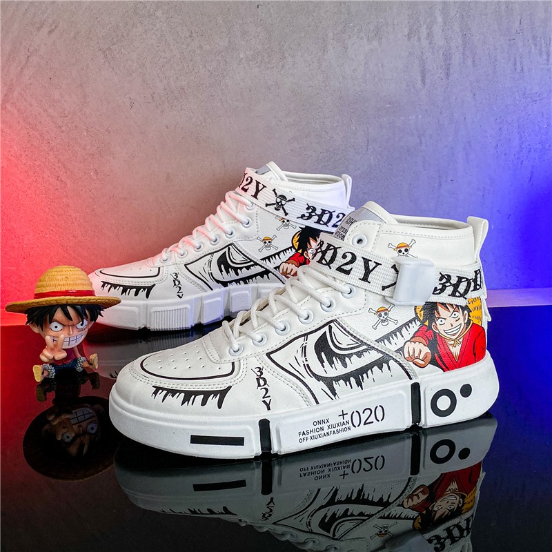 Giày Sneakers Sepatu Thiết Kế Mới In Hình Anime One Piece Luffy