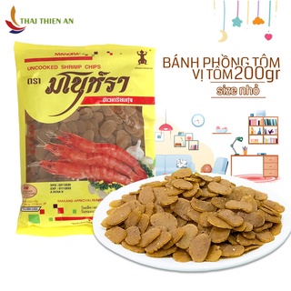 Bánh phồng tôm vị tôm MANORA Thái Lan 200gr - bánh phồng tôm chưa chiên size nhỏ - túi vàng - Uncooked shrimp chips