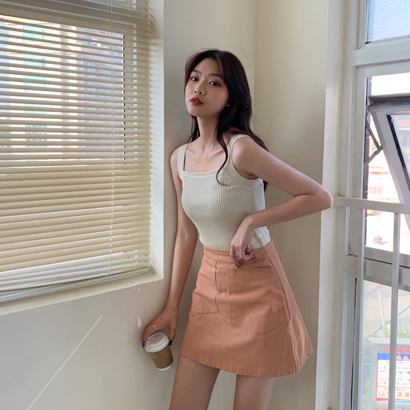 Áo Hai Dây Dệt Kim Dáng Ôm Phong Cách Hàn Quốc Thời Trang Cho Nữ