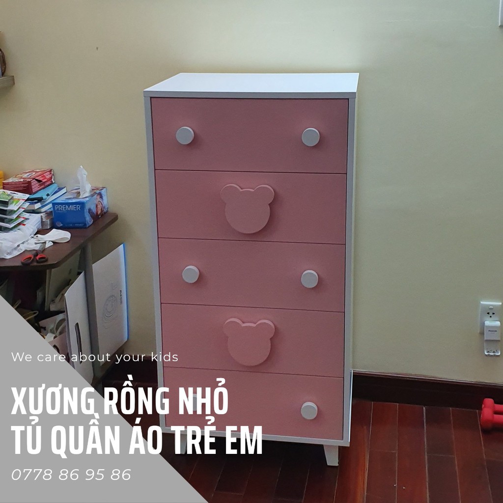 Tủ quần áo 5 ngăn kéo xinh xắn cho bé gái