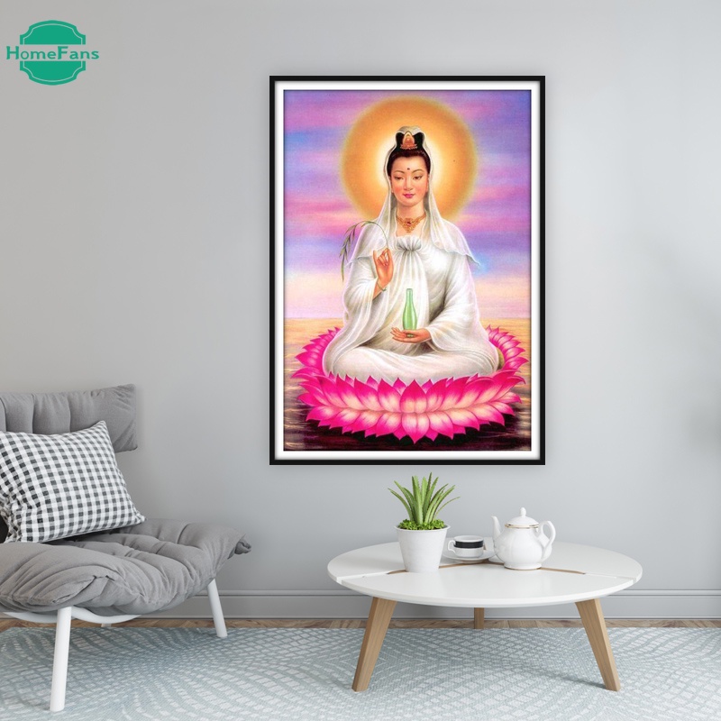 Bộ Tranh Đính Đá 5D Tự Làm Hình Tượng Phật 5D 50x70cm Trang Trí Nhà Cửa