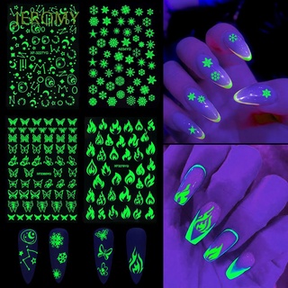 Miếng dán trang trí móng tay hình hoa tuyết dạ quang diy