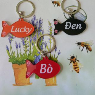 Bảng thẻ tên hình con cá dành cho thú cưng,  pet tag dành cho chó mèo
